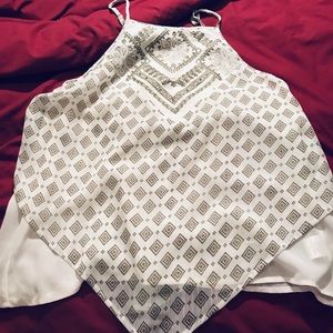 Olive green and cream tank top